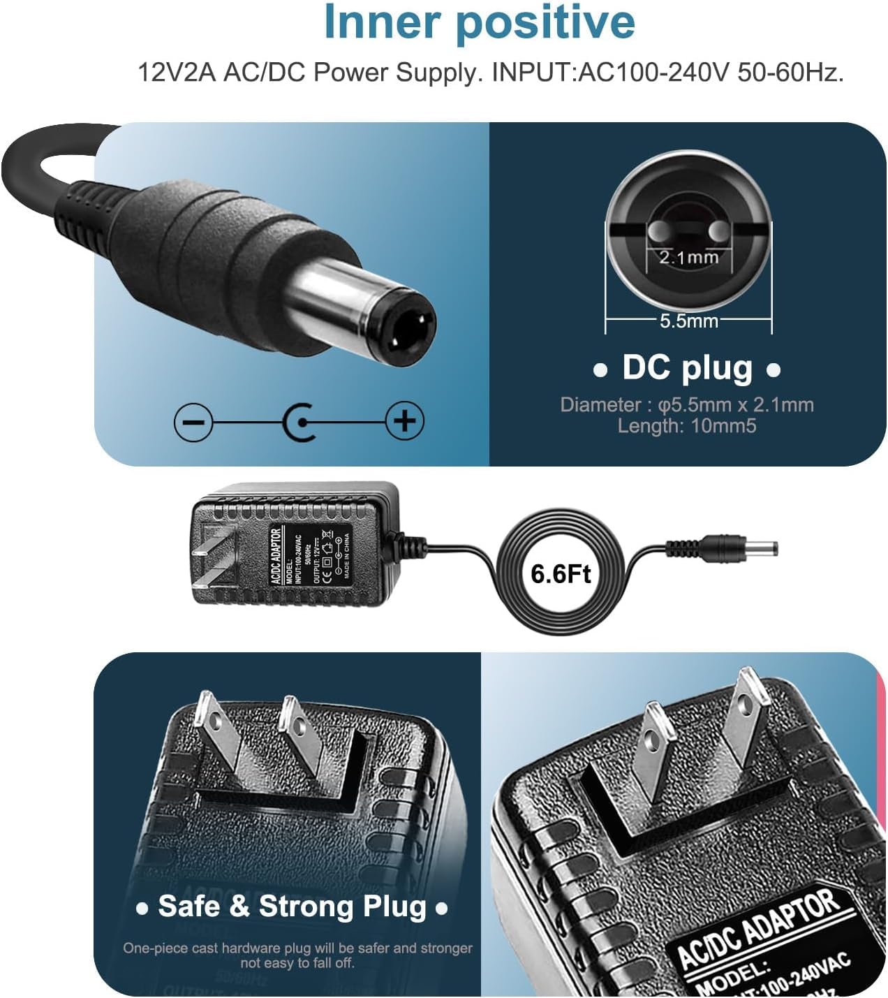 12V 2A Power Cord Adapter Charger Replacement for Spectra Breast Pump S1, S2 Plus, S3 Pro, 9 Plus, SG Synergy Gold, SPS100, SPS200, 6ft Charging Power Cord Cable Led Light