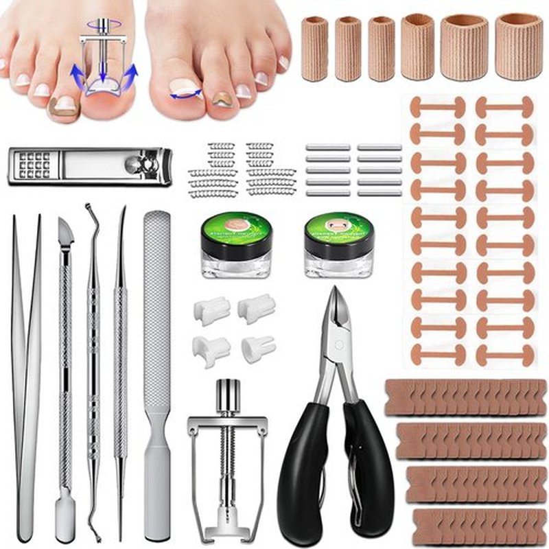 Ingrown Toenail Removal Kit, Ingrown Toenail Tool with Ingrown Toenail Strips, Curved Toenails Corrector Patch, Painless File and Lifter, Ingrown Nail Correction Home Care for Men and Women.