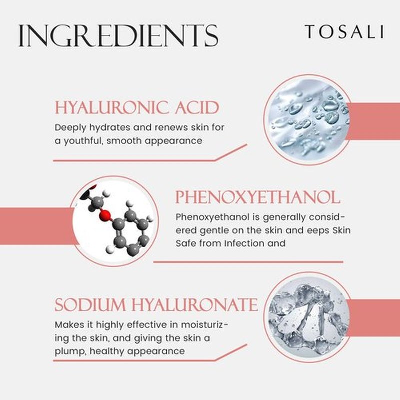 Tosali Deep Wrinkle Serum 1.7 fl oz - Anti Aging Hyaluronic Acid Serum for Face with Vitamin C, Panthenol & Zinc, Hydration for Face, Smooths Skin Texture, Reduces Wrinkles, Plumps Fine Lines