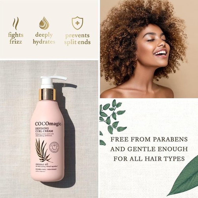 Cocomagic Defining Curl Cream | Extra Frizz Control | Protects Against Split Ends and Breakage | Paraben Free, Cruelty Free, Made in USA (8 oz, 2 Pack)