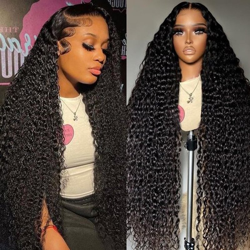 KTOOYKE 30 Inch 13x6 Deep Wave Lace Front Wigs Human Hair Pre Plucked 180 Density HD Lace Frontal Wigs Human Hair for Women Deep Curly Wig Natural Color