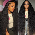 KTOOYKE 30 Inch 13x6 Deep Wave Lace Front Wigs Human Hair Pre Plucked 180 Density HD Lace Frontal Wigs Human Hair for Women Deep Curly Wig Natural Color