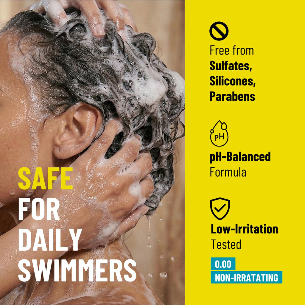 SWIM SALON Chlorine Removal Shampoo for Swimmers | Vitamin C Removes Chlorine & Prevents Hair Breakage | For Pool, Saltwater & Hard Water | Sulfate-Free, Silicone-Free (10.58 oz, Pack of 2)