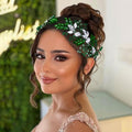 HONGMEI Bridal Headpiecees for Wedding Hair Accessories for Brides Rhinestone Wedding Headband for Women and Girls (Green)