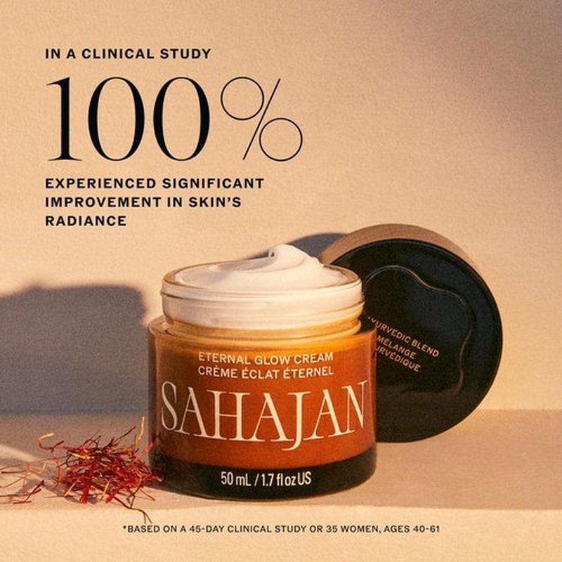 Sahajan Eternal Glow Cream | Anti Aging Face Cream with Vitamin C, Bakuchiol & Hyaluronic Acid | Brightening Face Moisturizer for Wrinkles, Fine Lines & Dark Spots | Day & Night Cream | 1.7 oz