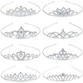 Dizila 8 Pieces Silver Metal Birthday Party Prom Bridal Wedding Dazzling Rhinestone Princess Crown Headbands Tiaras Headpieces Hair Accessories for Women Girls Brides Bridesmaids