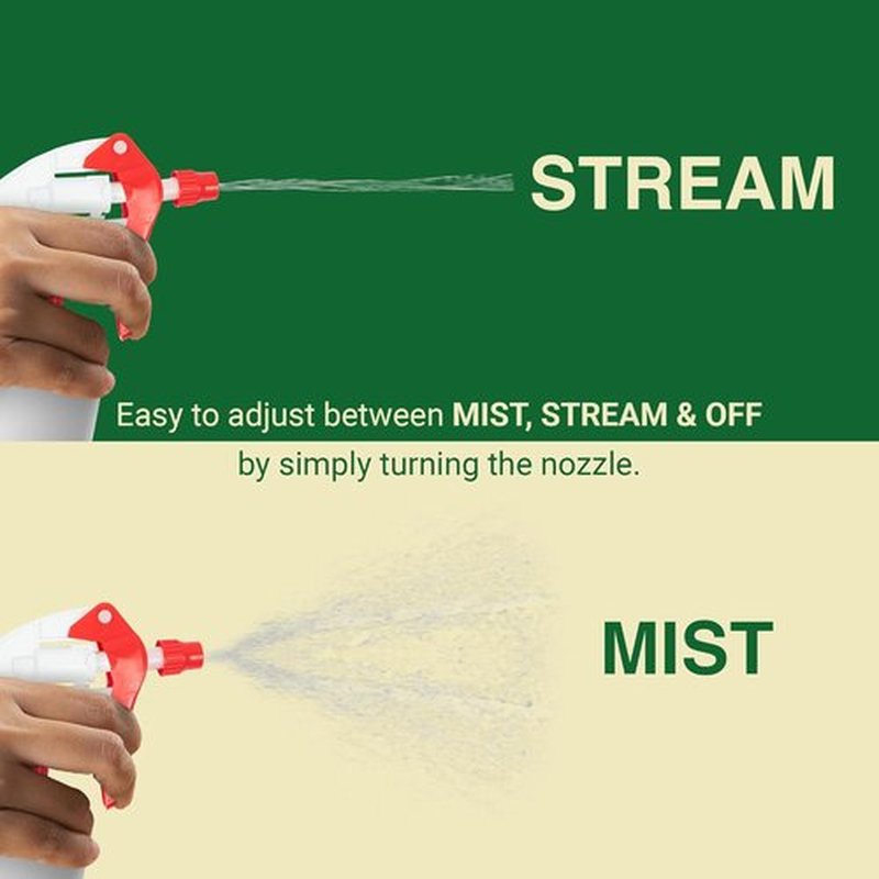 Skiennix Heavy Duty 32oz Plastic Spray Bottles - Adjustable Nozzle for Cleaning & Gardening | Red 2 Pack