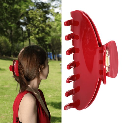 Cherry Red Claw Clip 4 Inch - Premium Acetate Hair Clip for All Hair, Smooth Round Edges No Snag, Gift Ready Luxury Box