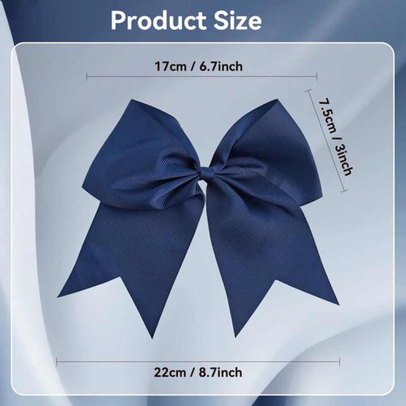 AXEN Large Cheerling Bow, 8 inch Cheer Hair Bows with Ponytail Holder for Teen Girls Sports Cheerleader Hair Accessories, Drak Blue