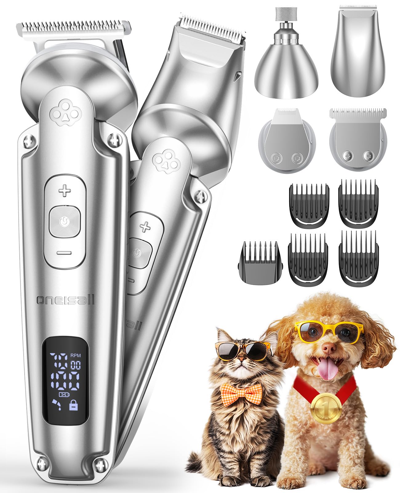 oneisall 4-in-1 Small Dog Clippers and Paw Trimmer Grooming Kit