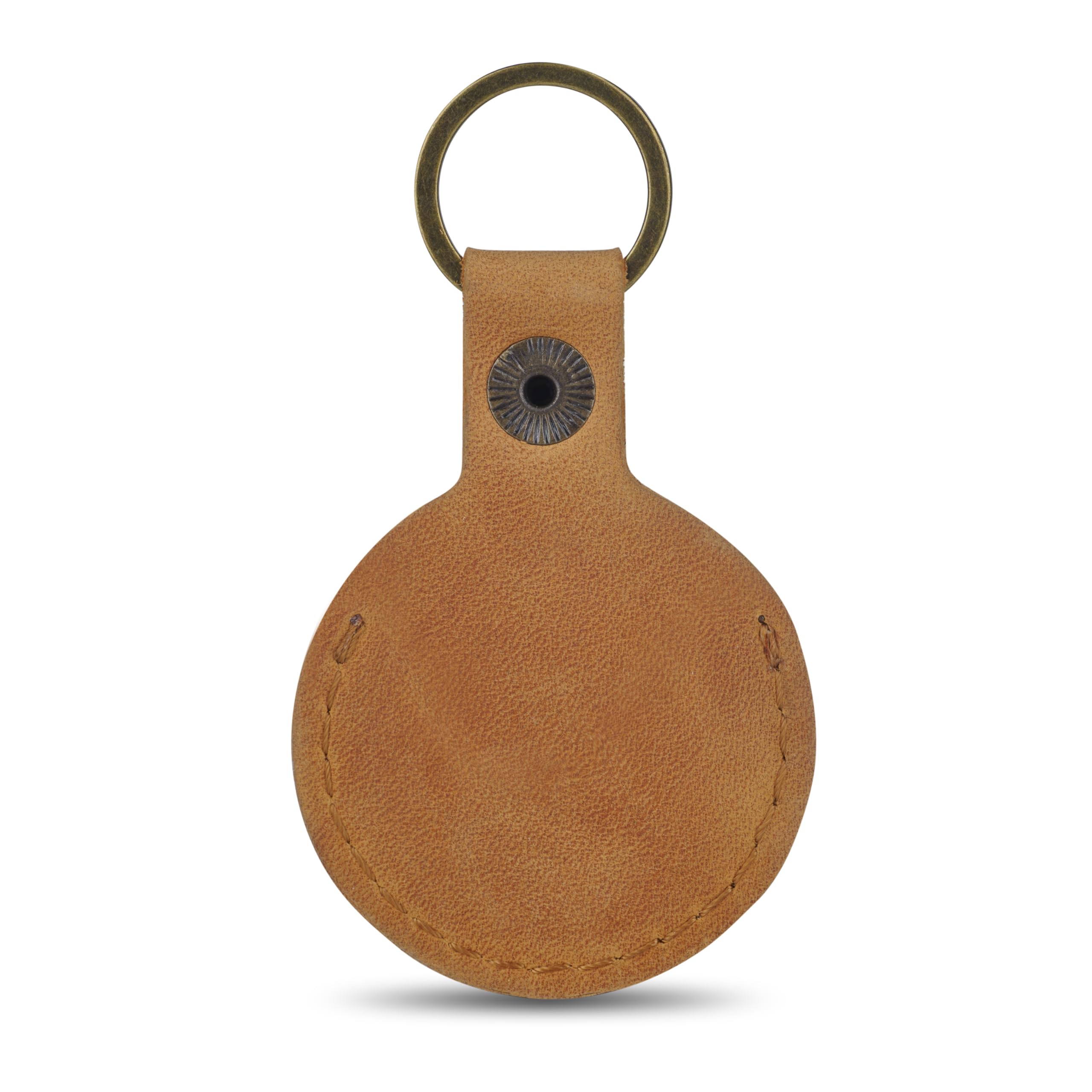 Leather Keychain Ring Holder, Wedding Ring Travel Case, Engagement Ring Holder, Ring Pouch, Workout and Gym Ring Holder (Vintage Brown)