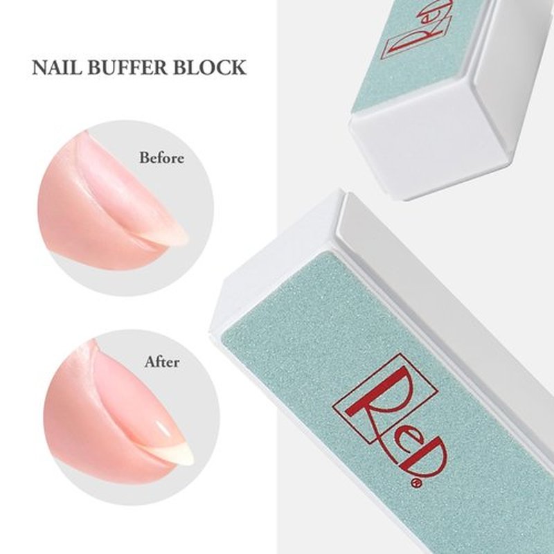 RED 4-Sided Nail Buffer Block - Multi-Grit Shine Files for Salon & Home Use, 4-in-1 Buffing Pads with Smooth Polishing Surface, 10 Pack（Nail Care Kit for Natural & Acrylic Nails