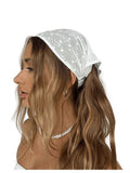 SHENHE Women's Head Scarf Elastic Eyelet Embroidered Headband Hair Bandana Head Kerchief White One-Size