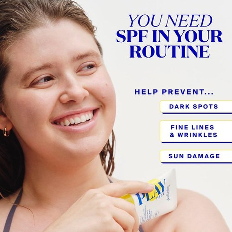 Supergoop! PLAY Everyday Face Lotion SPF 50 - Lightweight, Non-Greasy Formula - Natural Finish - Fragrance Free - Water & Sweat Resistant - All Skin Types - 1.7 fl oz