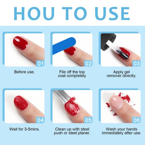 Quick Remover for Gel Nail Polish, Magic Gel Remover Easily Remove Polish in 3min, No Soaking or Wrapping, Professional Nail Remover 15ml (2PCS Remover)