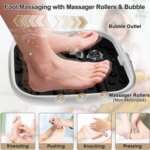 FOFOJÔY Collapsible Foot Spa Bath with Heat and Massage Roller, Bubble, Temperature Control, Remote Control, Foot Pedicure Kit, Pedicure Foot Spa