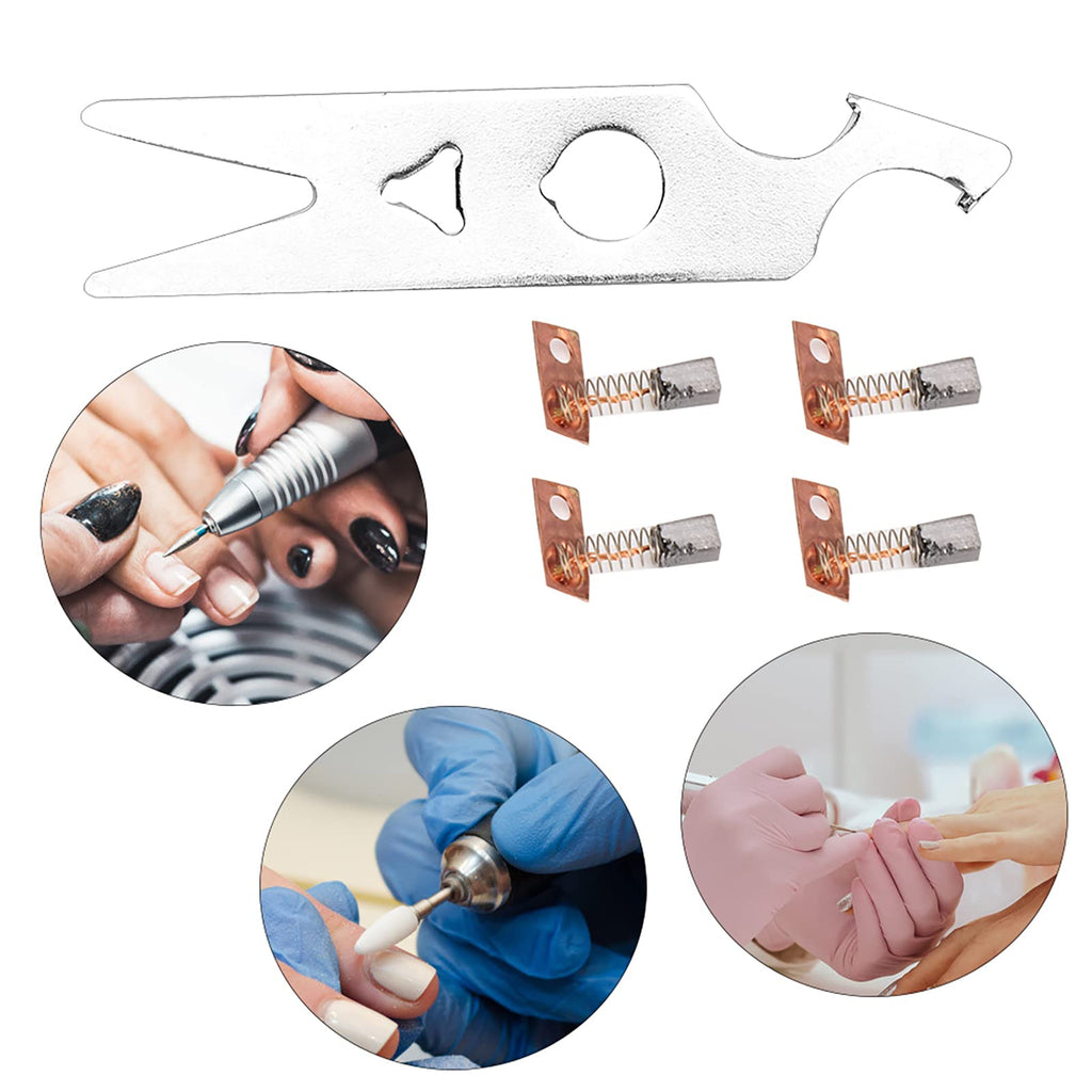 Cunyuer 2 Pairs Carbon Brush Wrench Set, Nail Drill Handpiece Accessory, Nail Drill Carbon Brush Wrench Set Replacement Part Manicure Carbon Brush