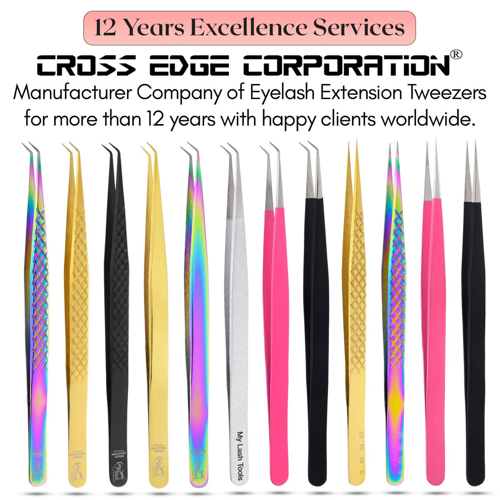 My Lash Tools Eyelash Extension Curved Degree Tweezers for Isolation Lash Extensions 14cm, Best for Individual Isolation & Classic Lashes Japanese Stainless Steel Eyelash Twisers (Rainbow 2)