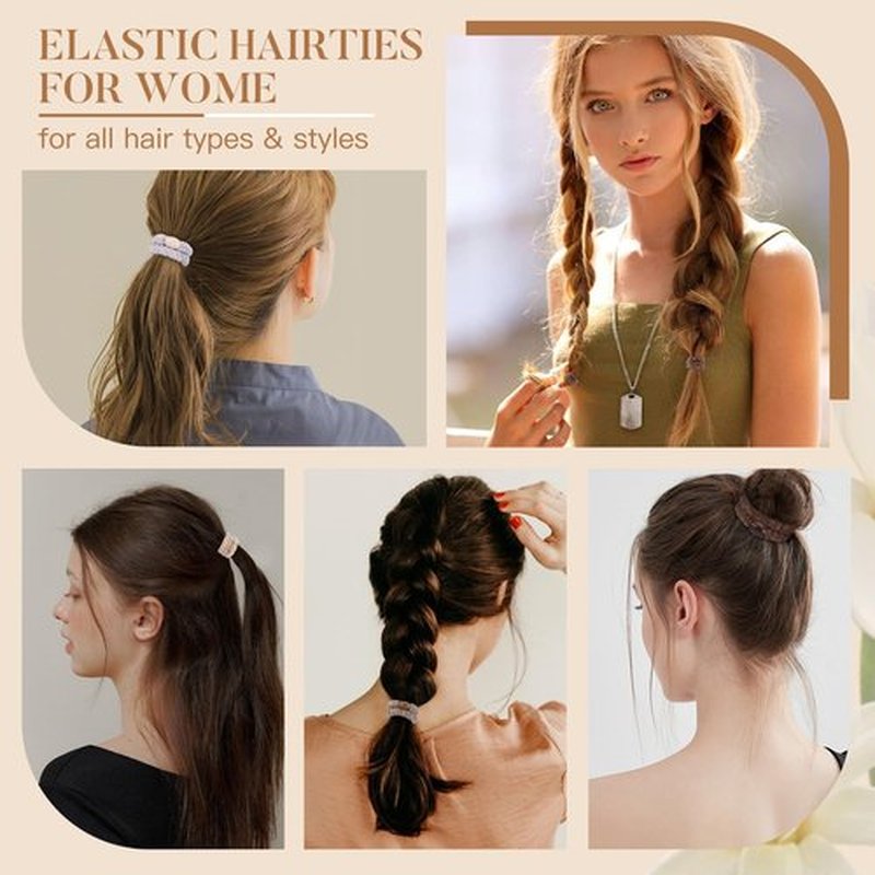 FORENEE Braided Hair Ties No Damage, 10 Pcs Soft Plush Hair Bands for Women's Hair, Bracelet Hair Elastics & Ponytail Holders for Thick Hair - Brown