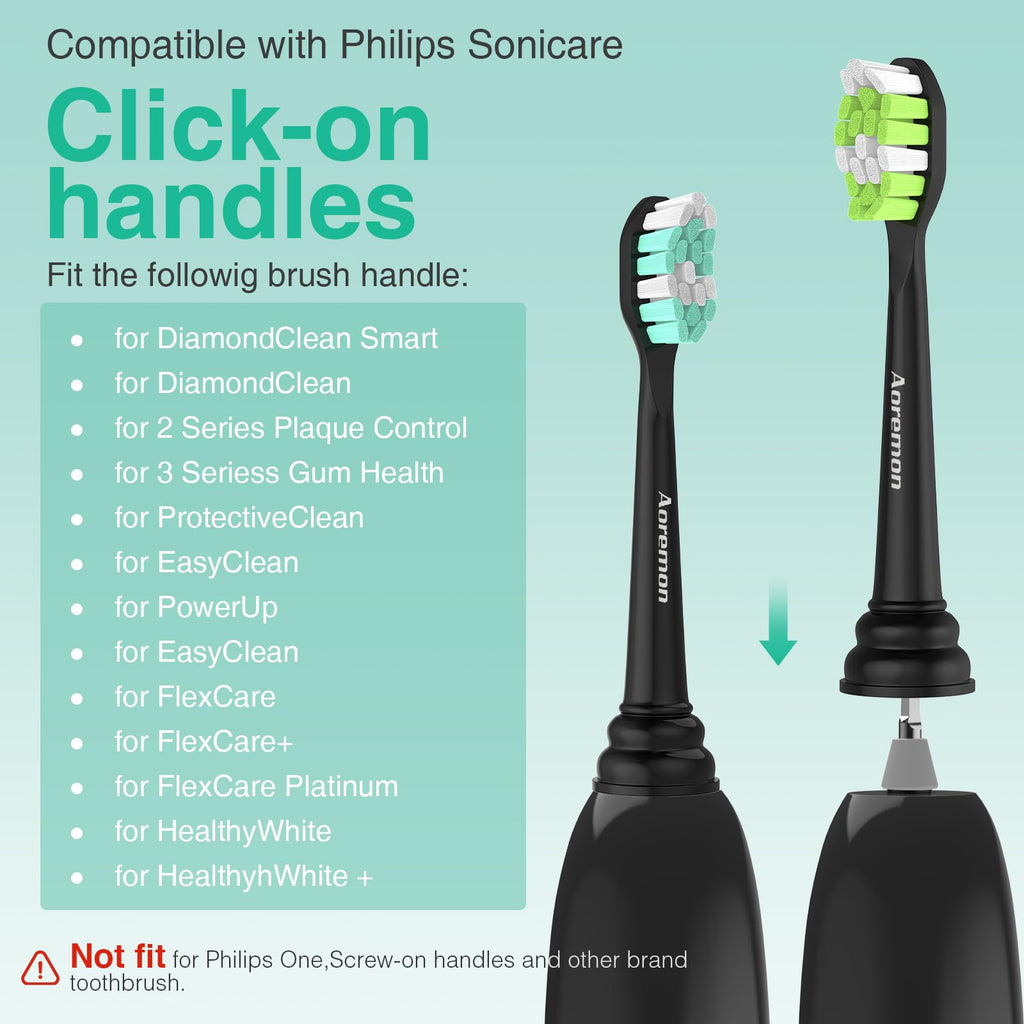 Aoremon Replacement Heads for Philips Sonicare C2 W, 8 Count Black
