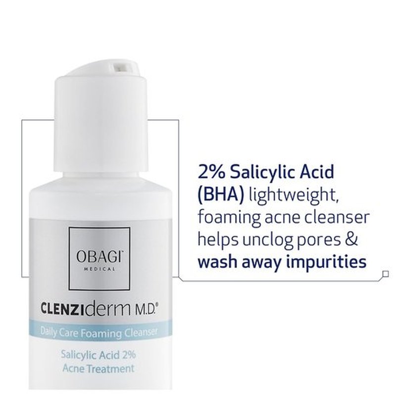 Obagi CLENZIderm M.D. Acne Cleanser - Daily Foaming Treatment with 2% Salicylic Acid (BHA)