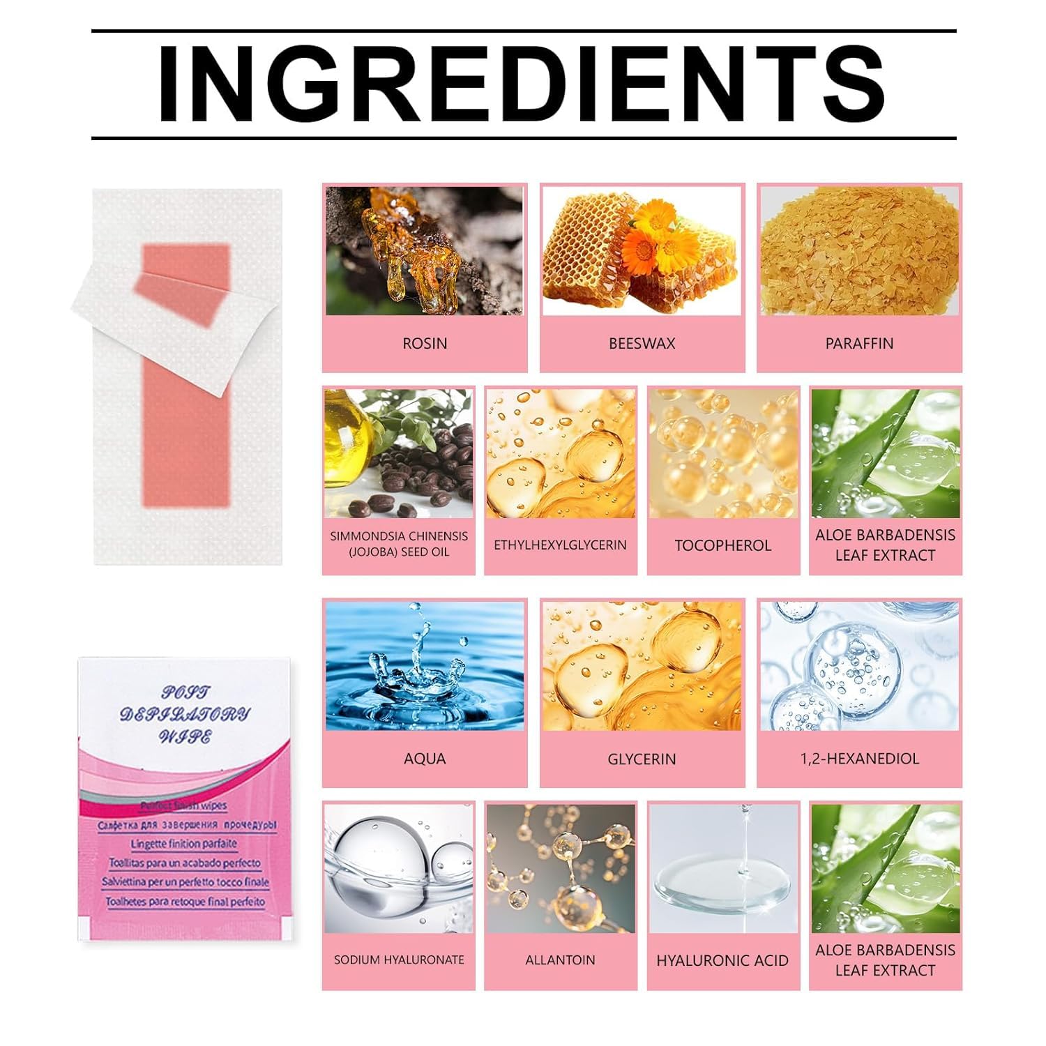 24 Pcs Facial Wax Strips, Facial Hair Removal for Women, Waxing Strips for Face Eyebrow Upper Lip Cheek Hair Remover, Quick & Painless At Home Waxing Kit for All Skin Types with 4 Pcs Wax Wipes