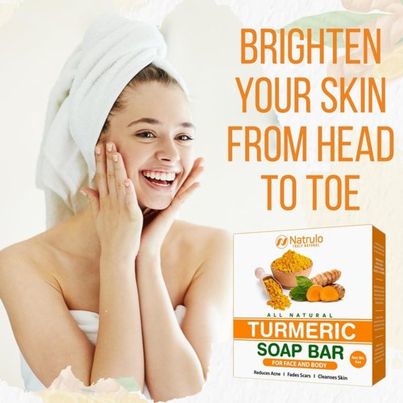 Natural Turmeric Soap Bar for Face & Body – Turmeric Skin Brightening Soap for Dark Spots, Intimate Areas, Underarms – Face Wash Reduces Acne, Fades Scars & Cleanses Skin – 5oz Bars
