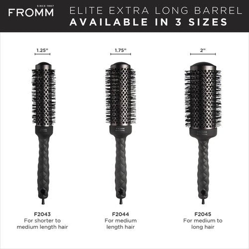 Fromm Elite Thermal Ceramic x Ionic 2" Round Brush for Expert Blowouts and Faster Hair Drying | Extended Barrel for Styling, Smoothing, Straightening Longer Thicker Hair