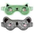 CONBELLA Kids Ice Packs 2 Packs Cooling Eye Mask with Soft Plush Backing for Children Boo Boos Sinus Headache Fever Patch for Kids (Green+Grey)