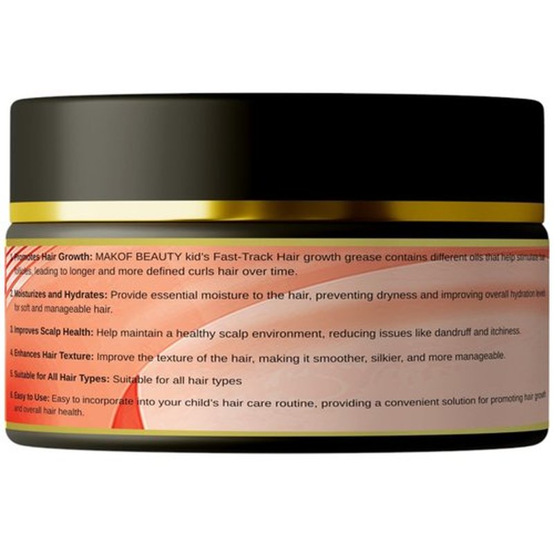 Kid's Hair Growth Grease with Raw Organic and Pure Batana Extract, Rosemary, Fenugreek, Amla oil Mango Butter. Improve Elasticity. Perfect Curly, coily and straight Hair types. 120 Ml