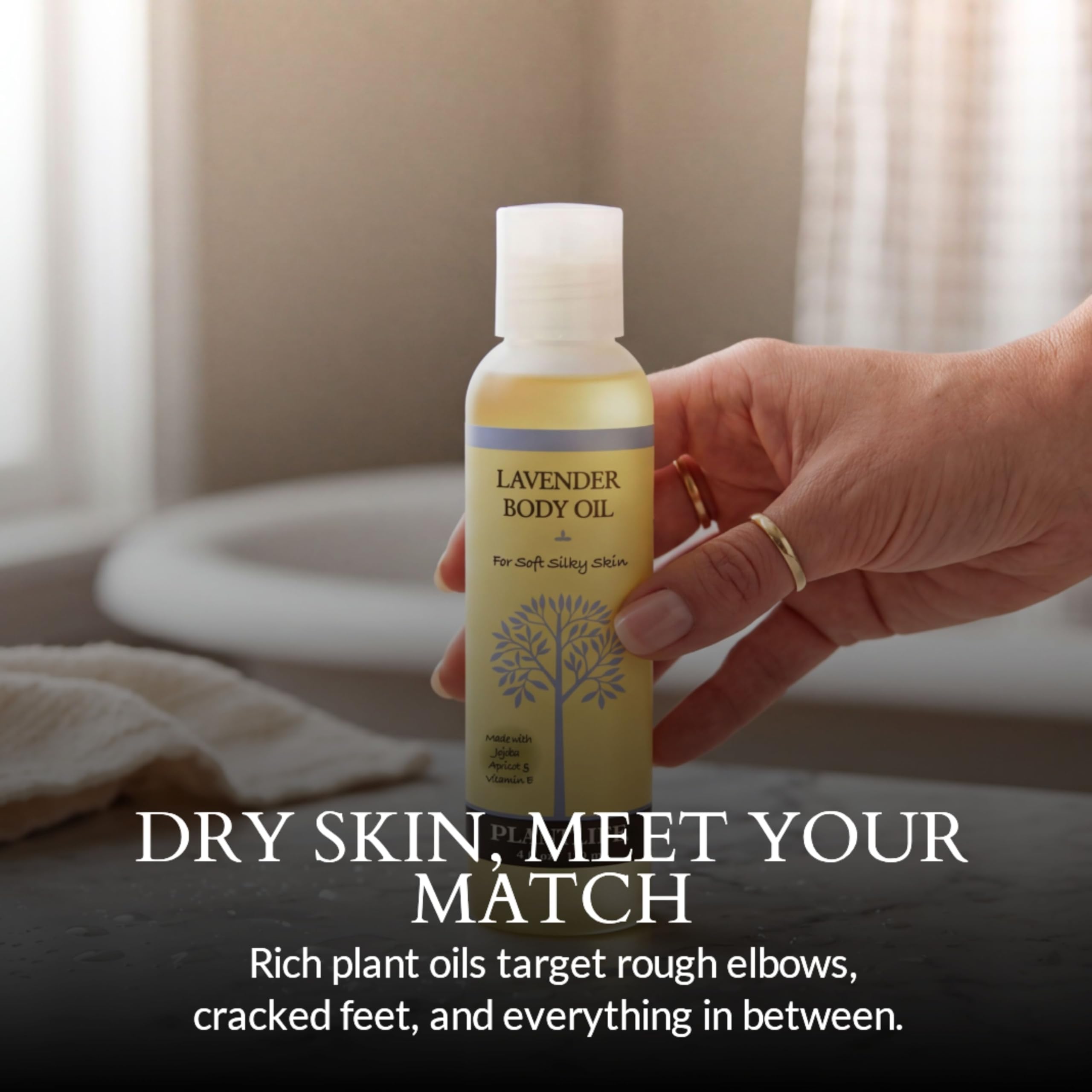 Plantlife Lavender Body Oil - Moisturizing Natural Body Oil for All Skin Types - Nourishing Dry Skin and Making It Feel Soft and Silky for Women & Men - Bath, Body & Massage Oil - 4oz