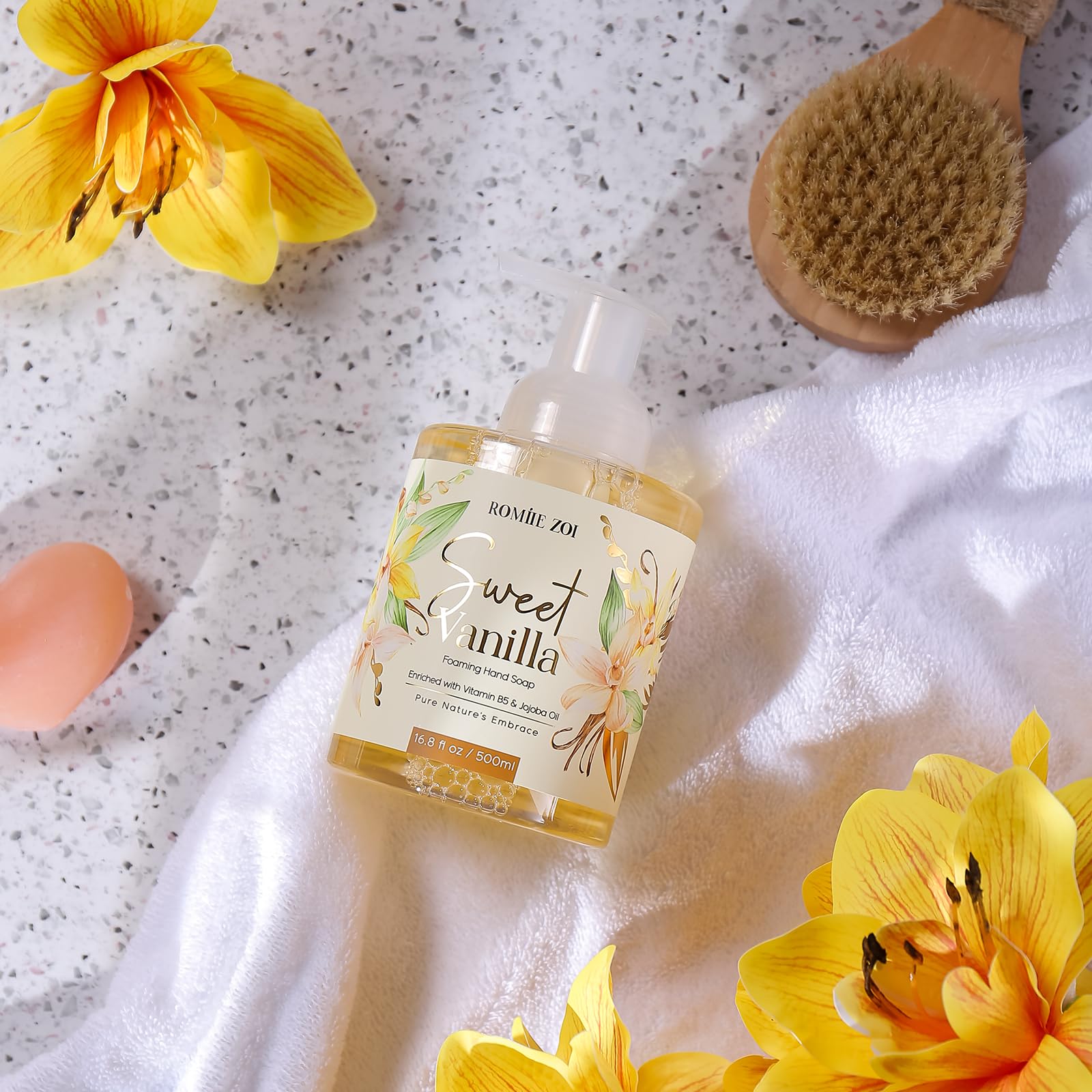 ROMIIE ZOI Foaming Hand Soap with Gift Box- Sweet Vanilla - Biodegradable Formula Moisture & Revitalize - 500ml/ 16.8oz