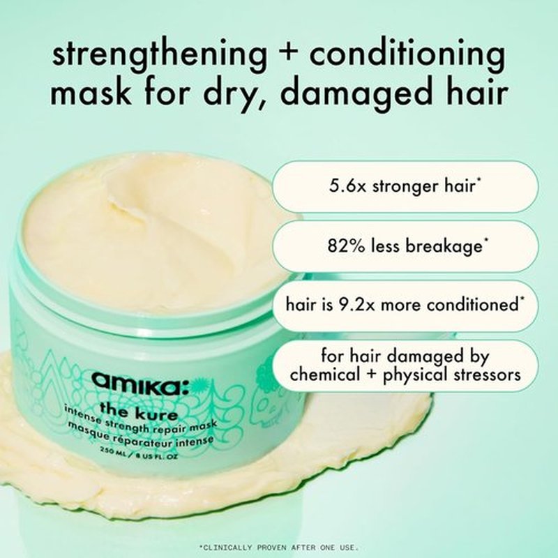 Amika The Kure Intense Strength Repair Mask - Deep Conditioning for Damaged Hair | 8.5 oz