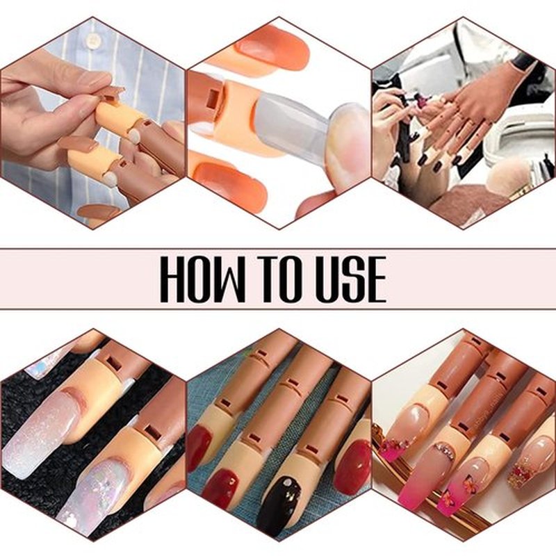 DASGIRL Practice Hand for Acrylic Nails, Flexible Nail Practice Hands Training Kits, Fake Mannequin Hands for Nails Practice, Movable Nail Mannequin Hand with 100PCS Nail Tips