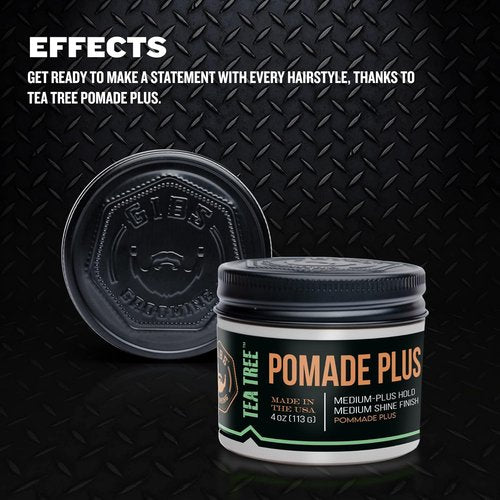 GIBS Tea Tree Pomade - Medium-Plus Hold & Shine | Clean Ingredients, Made in USA, 4 oz