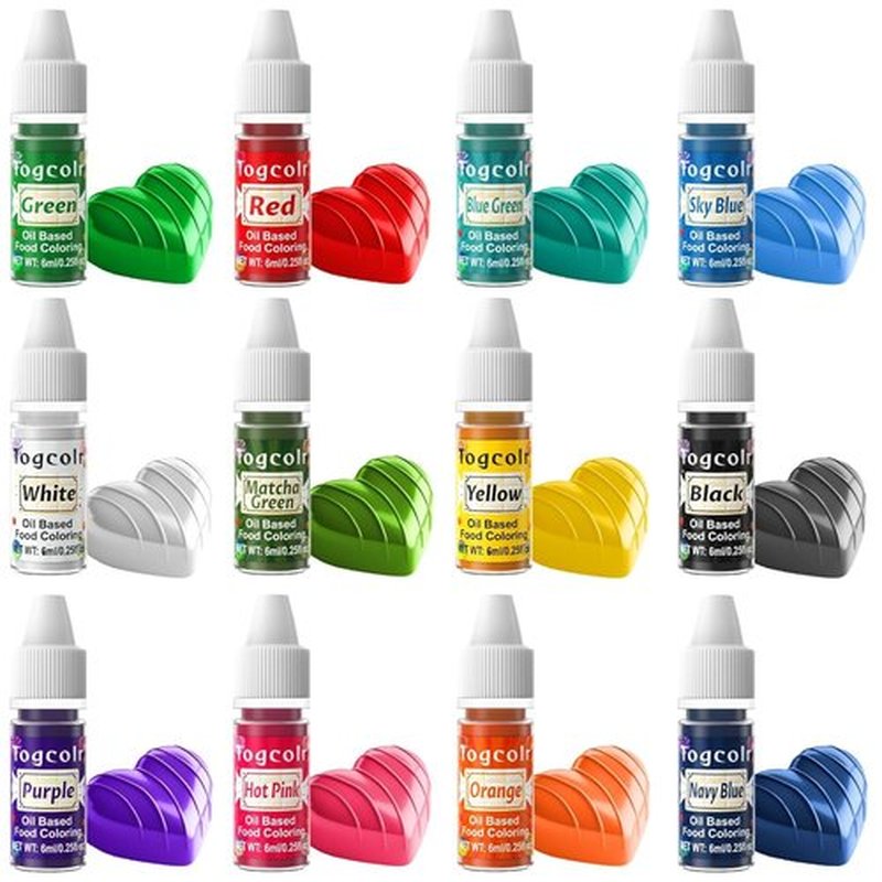 Oil Based Food Coloring - 12 Color Flavorless Set for Cake Decorating & Candy Melts - 0.25 Fl. Oz