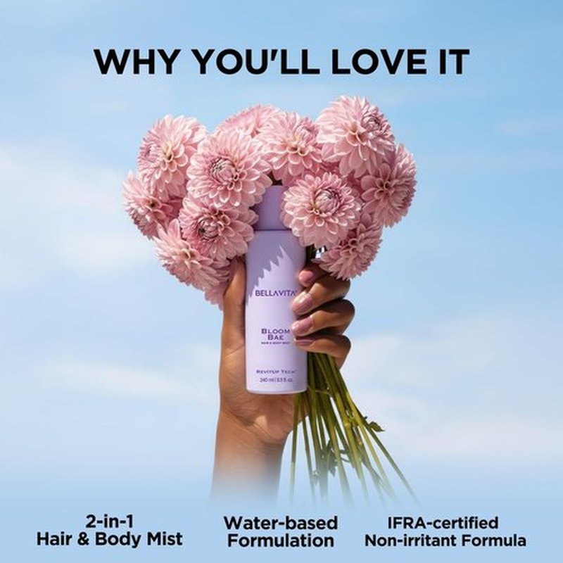 Bellavita Luxury Bloom Bae Hair & Body Mist - Sweet Floral Spray | Long-Lasting Hydrating Perfume | 8.12 fl. oz.