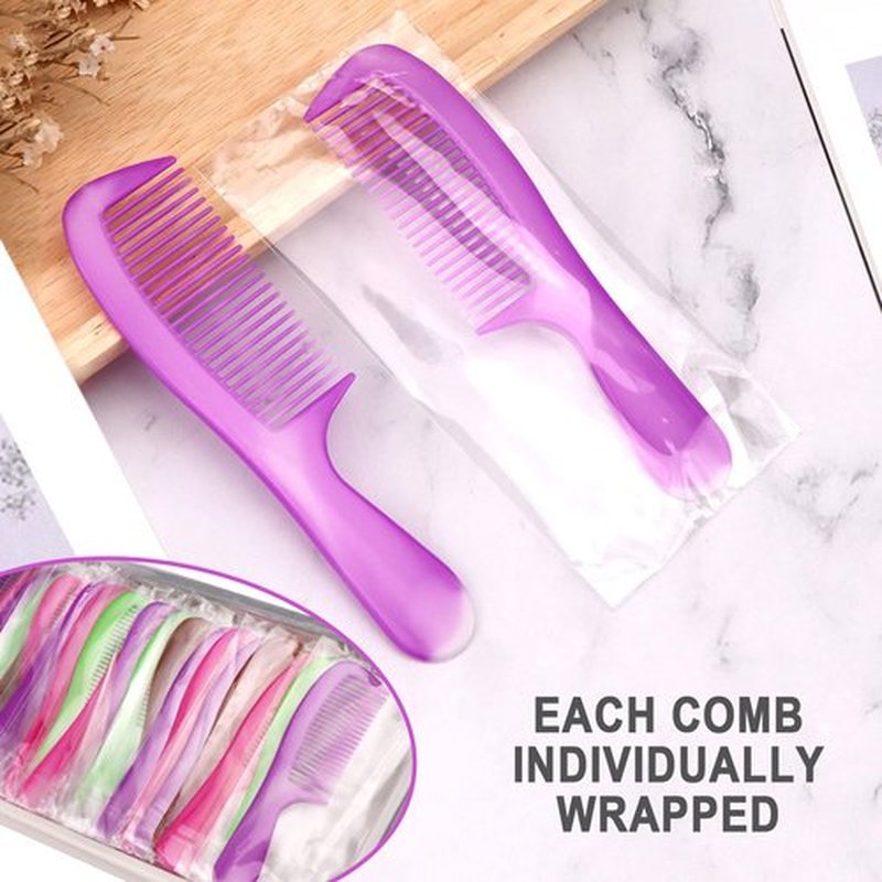 60 Individually Wrapped Disposable Hair Combs for Kids - Colorful, Bulk for Shelter, Homeless Charity, Church