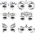 AOMIG Face Gems Glitter, 6 Pcs Rhinestone Face Glitter Stickers, Mermaid Face Jewels Stick On, Crystal Tears Gem Stones Eyes Face Body Temporary Tattoos Stickers for Christmas Makeup Gift
