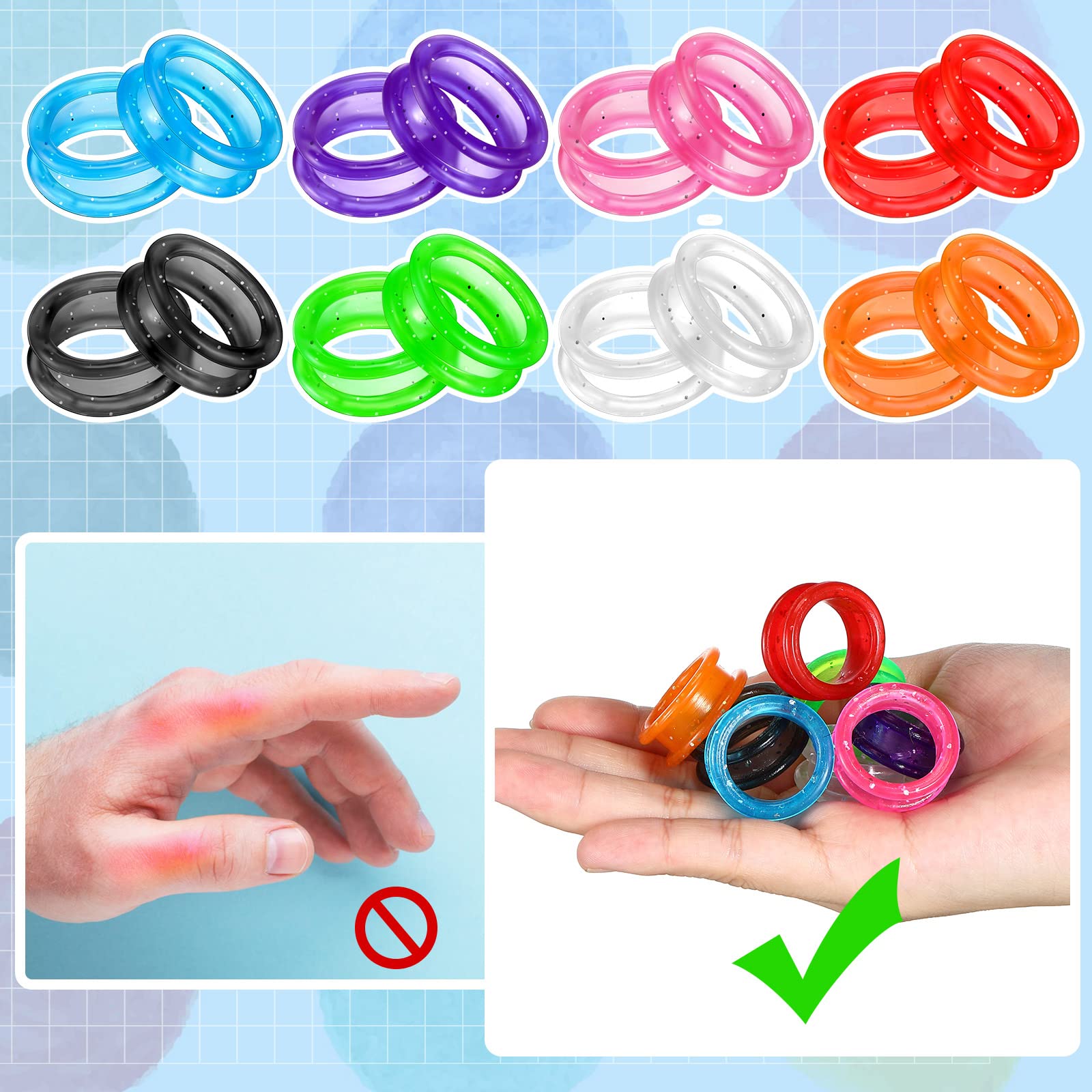 Skybooly 24 Pcs Silicone Scissors Finger Rings Soft Dog Grooming Scissors Accessories Pet Grooming Shear Finger Ring Thumb Inserts Grips for Dog Hair Cutting(8 Colors)