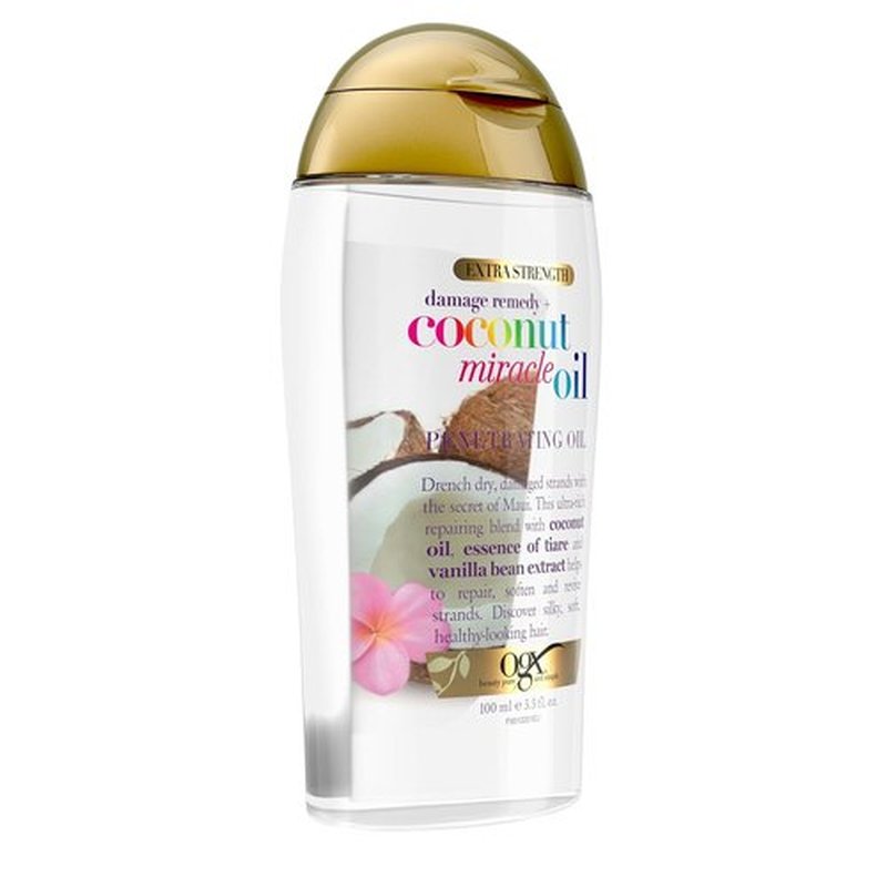 OGX Extra Strength Coconut Miracle Oil - Hydrating Anti-Frizz Treatment for Coarse Hair | 3.3 Fl Oz
