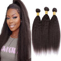 Color #4 Yaki Straight Human Hair Bundles Dark Brown Bundles Chocolate Brown Weave Double Weft Brazilian Human Hair Extensions Silky and Soft for Black Women 16 18 20 Inch