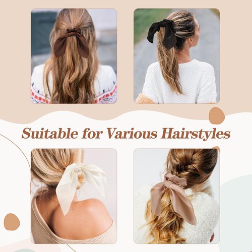 Glaudmeiss 6 PCS Small Silk Scrunchies, Hair Ties with Knotted Bows, Satin Hair Ribbons Elastic Hair Ties for Women Girls