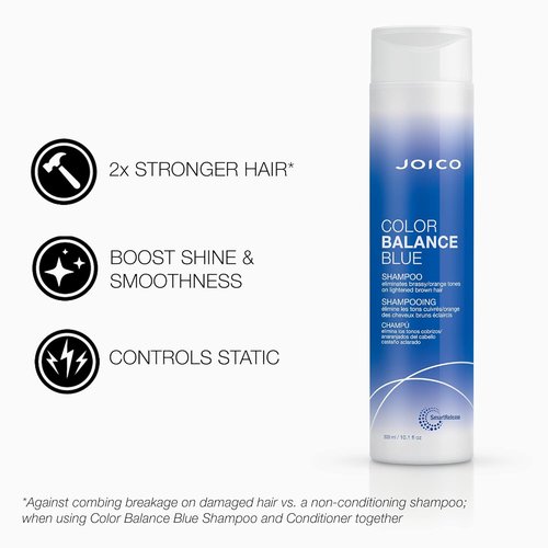 Joico Color Balance Blue Shampoo & Conditioner - Eliminate Brassy Tones | Boost Color Vibrancy | UV Protection with Rosehip Oil & Green Tea Extract