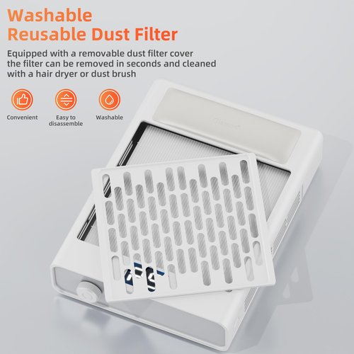 Glamne Nail Dust Collector, Professional Brushless Turbo 5 Speed Dust Collector Powerful Duster Machine Tool for Acrylic Nail Polishing
