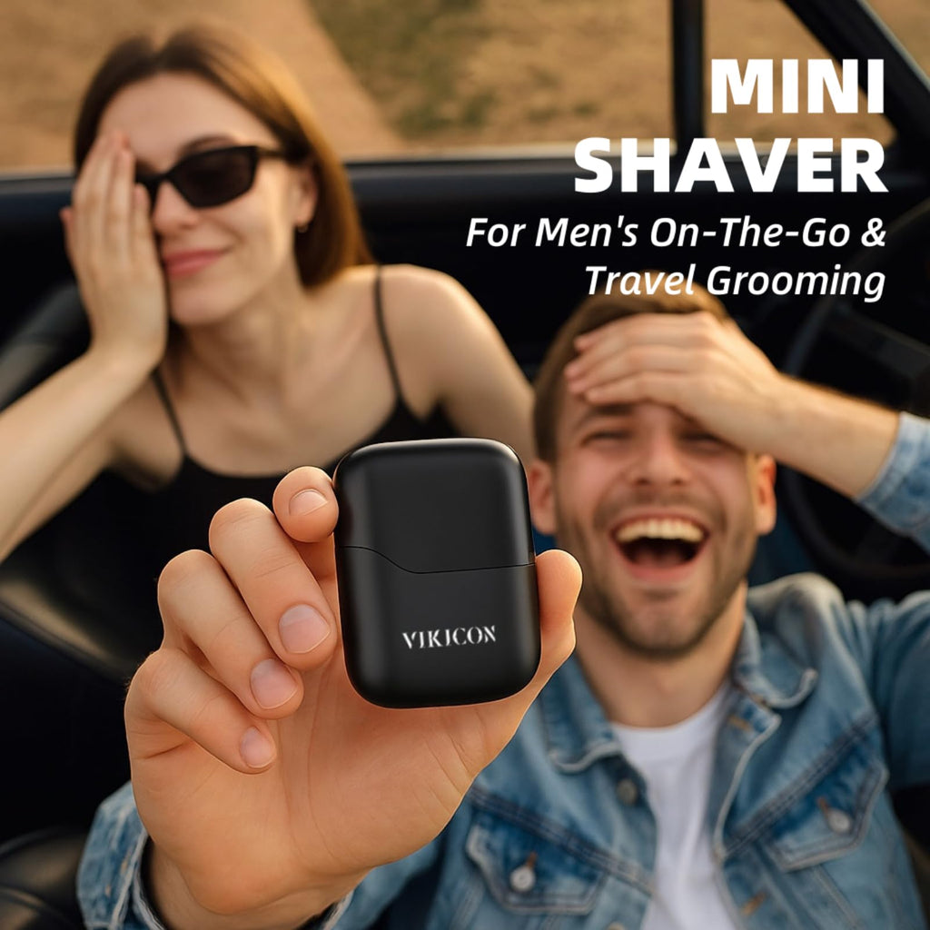 VIKICON® Electric Foil Shaver for Men, Portable Mini Travel Razor for Face & Beard, Dual Floating Blades for Close Shave, USB-C Fast Charging Waterproof On-the-Go Stubble Trimmer