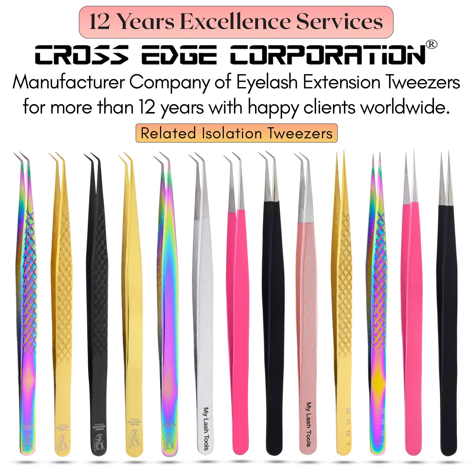 My Lash Tools New Isolation Lash Tweezers For Eyelash Extensions Best for Individual Isolation & Classic Lashes Japanese Stainless Steel Lightweight Precision Lashing Twisers (Black)