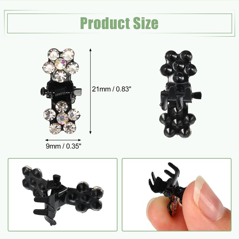 VOCOSTE 12 Pcs Mini Hair Claw Clip, Small Rhinestone Hair Clips, Metal Little Hair Clips for Women and Girl Flower Hair Accessories, White