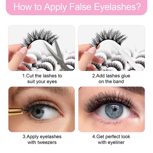 Azenlo False Eyelashes 48 Pairs Faux Mink Lashes 14mm Wispy Lashes 3D Fluffy Cat Eye Lashes Pack Bulk Wholesale Strip Lashes(style 48-045)