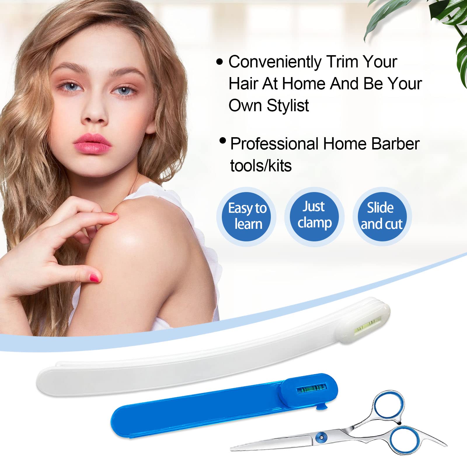 Hair Cutting Scissors, Hair Cutting Kit Women, DIY Home Hair Cutting Tools for Bangs Cutter, Layers, and Split Ends, Scissors for Cutting Baby Hair(Set of 3) Color Blue